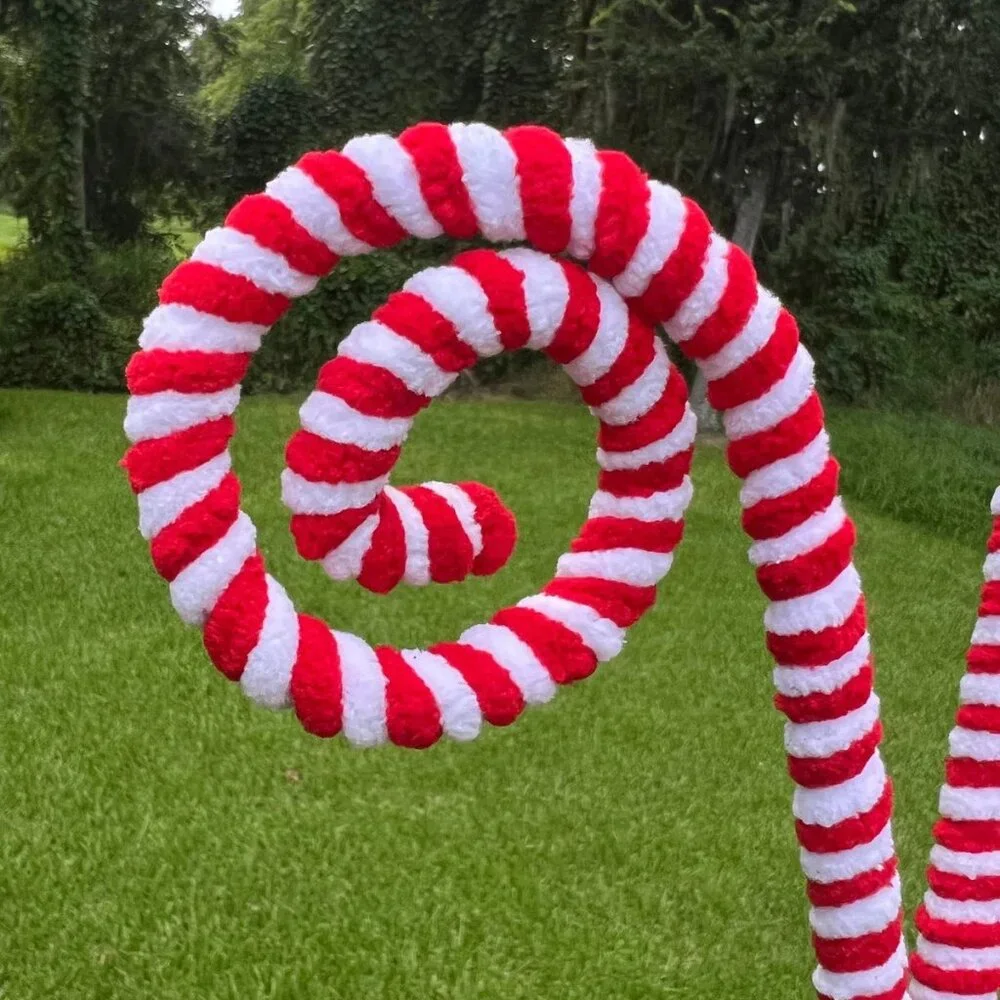 Striped Yarn Curl Spray Pick Stem Wreath Attachment Christmas Decor Crafts